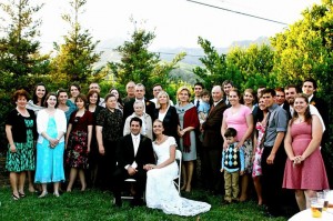 The Krestyn family at a recent family member's wedding. The author's grandmother is pictured behind the groom and the author is second from the left.